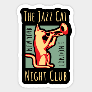 Vintage Jazz Club Poster with Jazz Cat Sticker